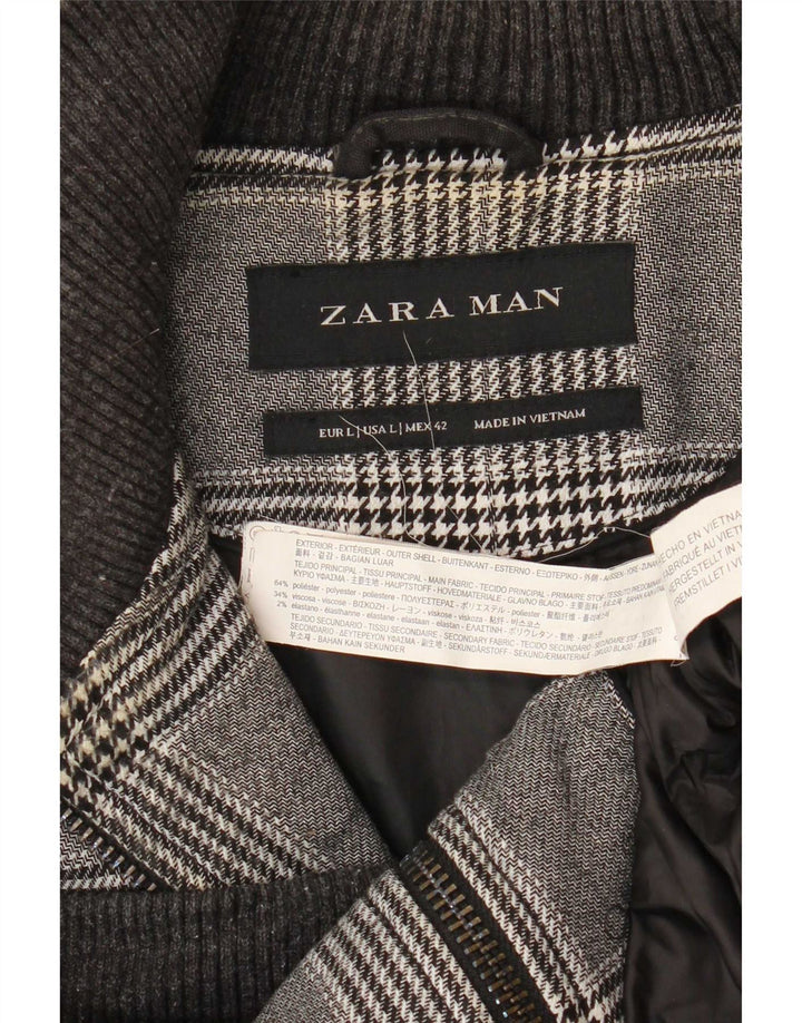 Zara muška bomber jakna UK 40 Large Grey Houndstooth poliester