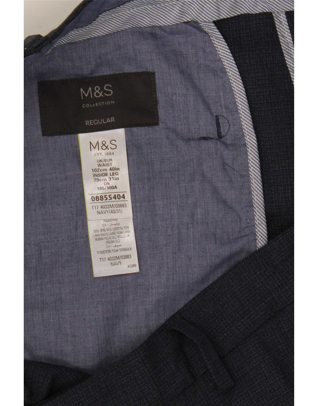 Marks & Spencer muške ravne uobičajene hlače W40 L31 tamnoplave