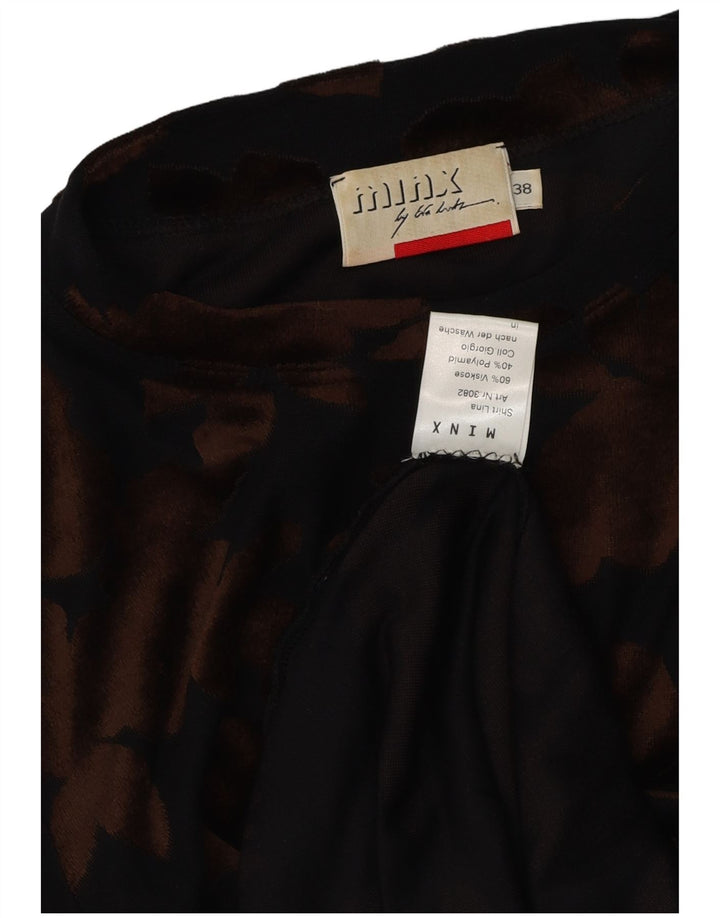 MINX BY EVA LUTZ Ženska majica od velura dugih rukava EU 38 srednje crna cvjetna