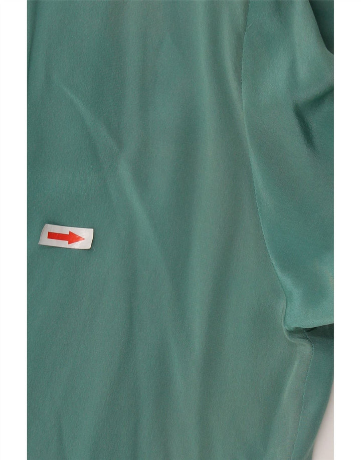 VINTAGE Ženska majica s dugim rukavima na kravatu UK 16 Velika zelena svila