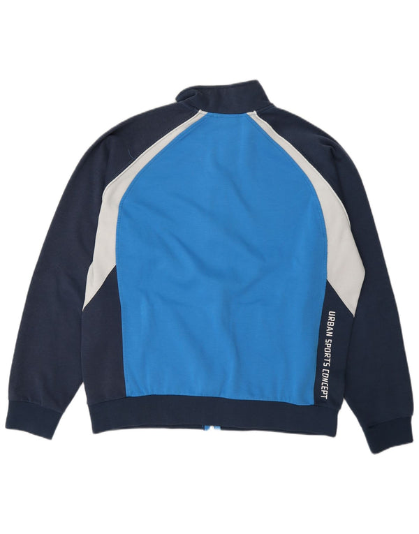 Asics Mens Graphic Tracksuit Top Jacket 2XL Blue Colourblock Cotton