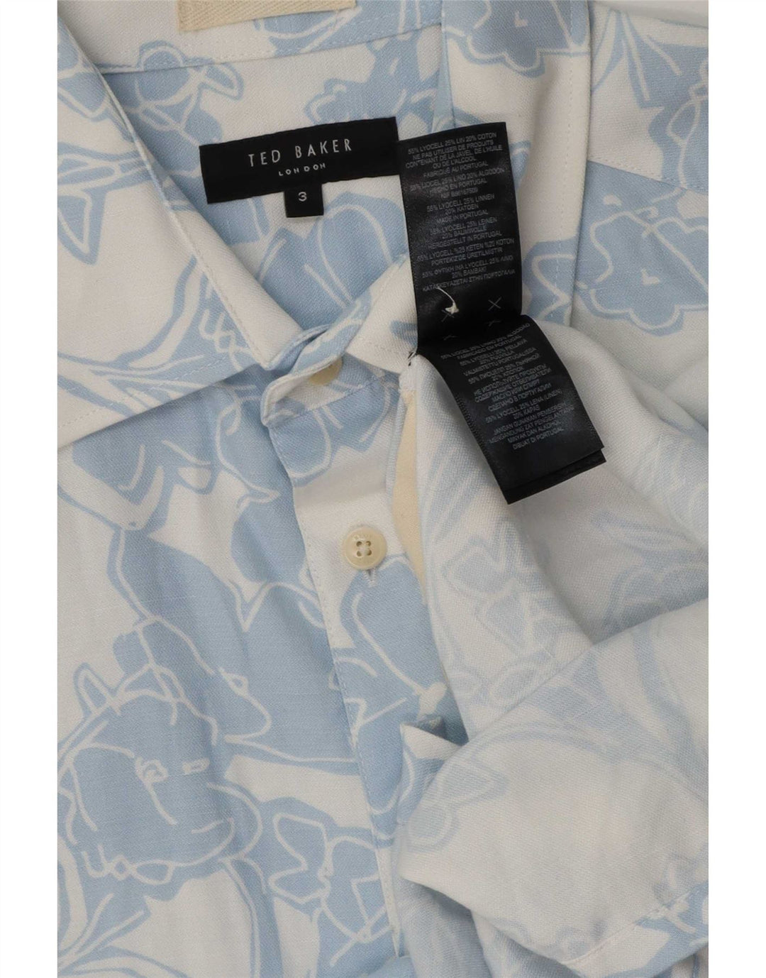 Muška košulja kratkih rukava Ted Baker, veličina 3, srednje plavi cvjetni liocel