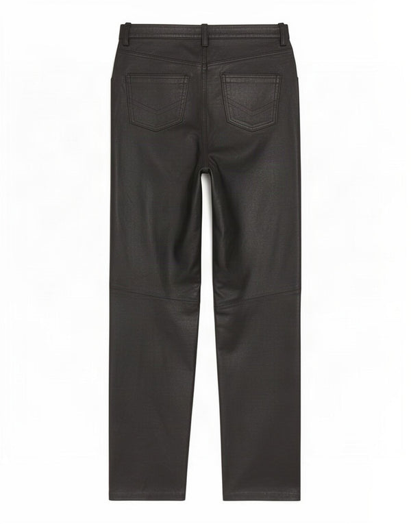 Hyde Womens Straight Leather Trousers UK 14 Large W32 L30 Black