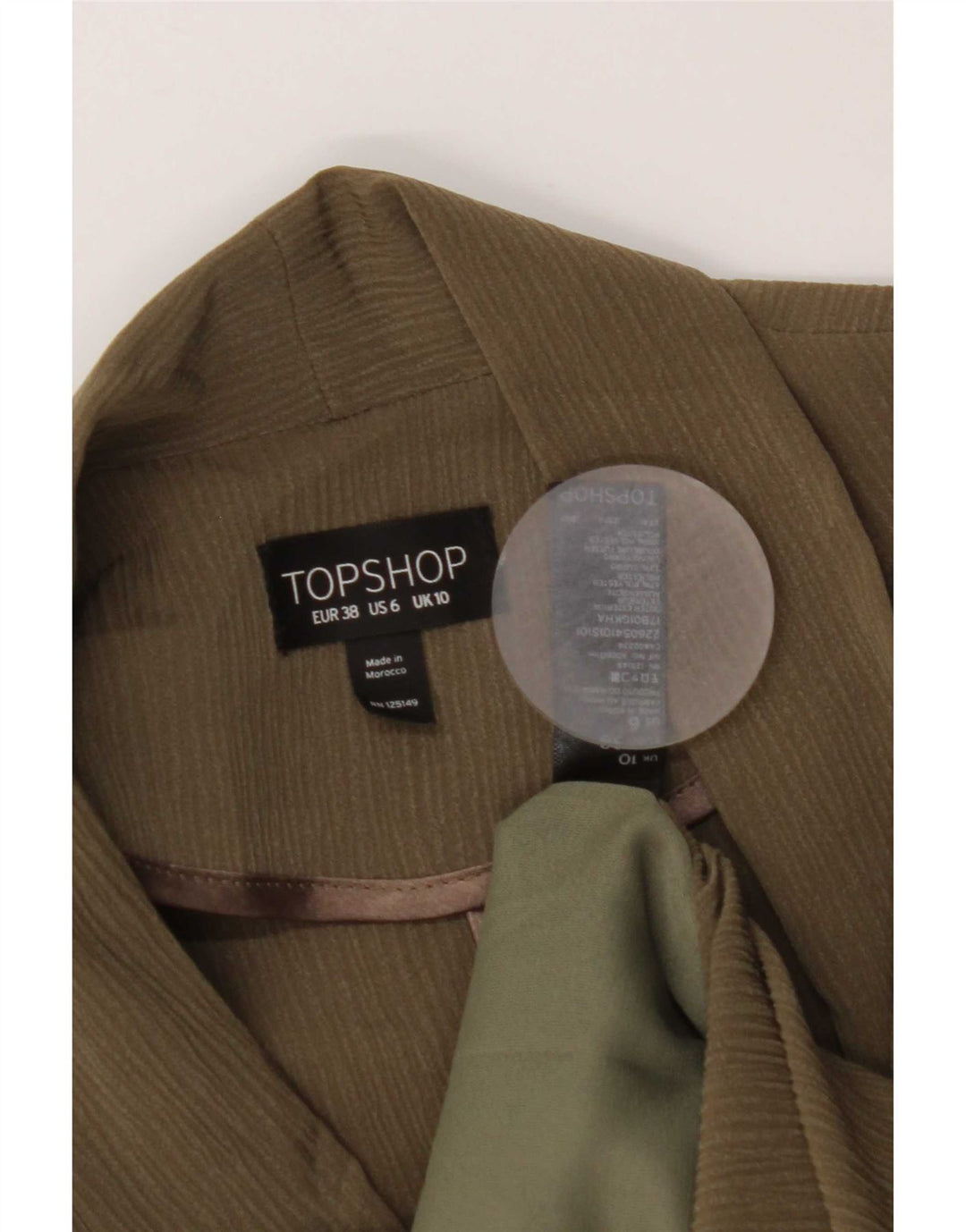 Topshop ženska prevelika jakna s jednim gumbom UK 10 male kaki pruge