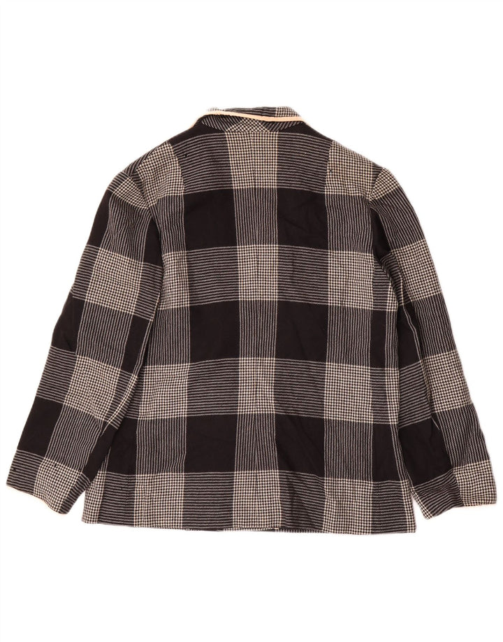 Vintage ženski blejzer sako s dvostrukim kopčanjem UK 14 srednje crne ptičje zube