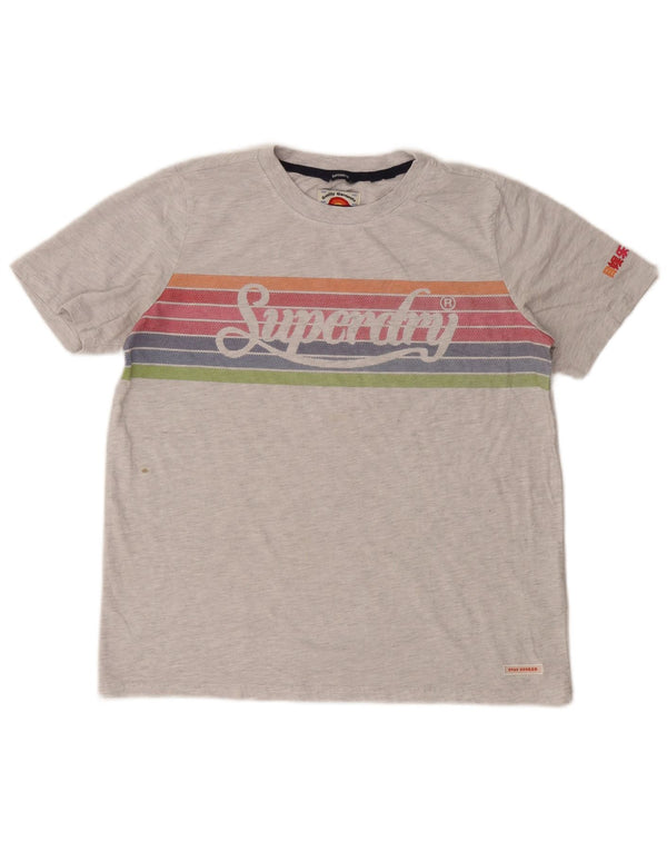 Superdry ženska majica kratkih rukava s grafičkim motivima UK 12 srednje sive pruge