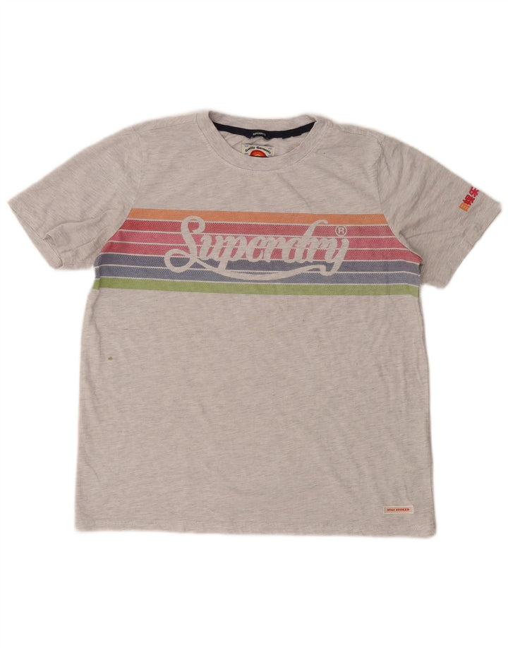 Superdry ženska majica kratkih rukava s grafičkim motivima UK 12 srednje sive pruge