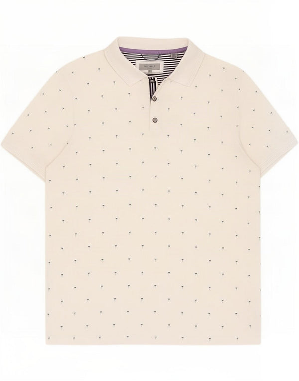 Ted Baker muška polo majica s apstraktnim uzorkom veličina 5 XL bijeli pamuk