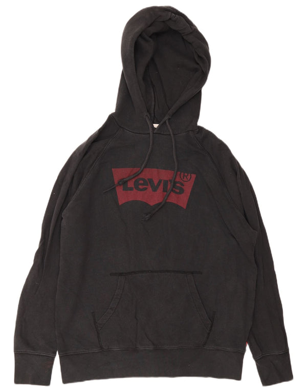 Levi's muška majica s kapuljačom srednje veličine, crni pamuk