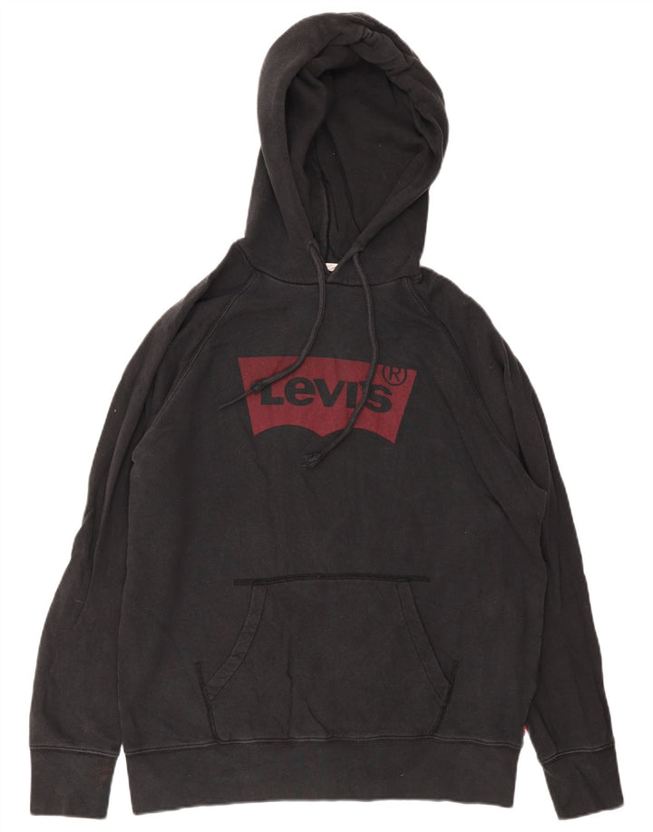 Levi's muška majica s kapuljačom srednje veličine, crni pamuk