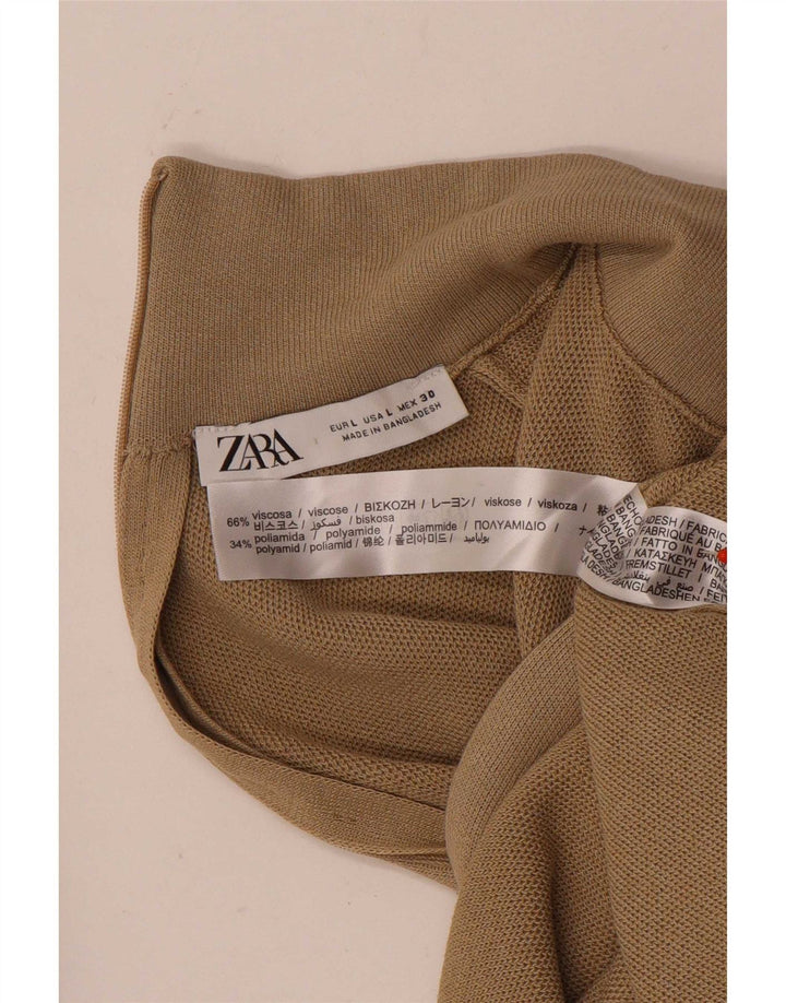 Zara ženska majica dugih rukava UK 14, velika smeđa viskoza