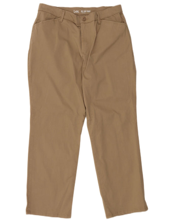 LEE Womens Straight Casual Trousers US 14 XL W34 L28 Brown Cotton