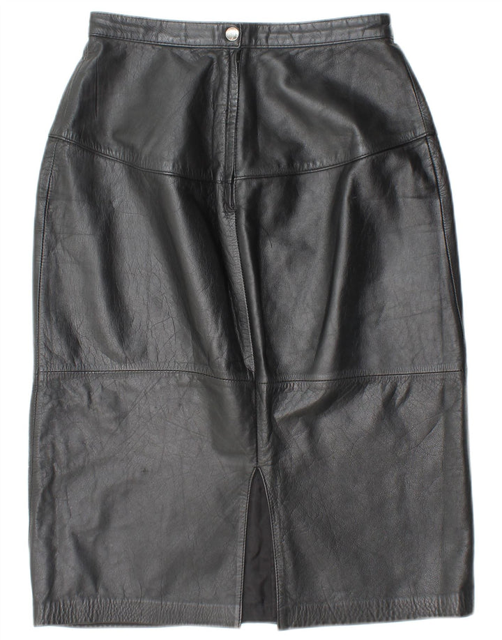 VINTAGE Womens Leather Skirt W26 Small  Black