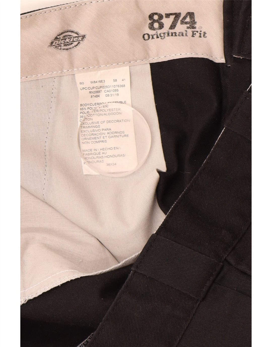 DICKIES Muške 874 ravne chino hlače originalnog kroja W36 L34 crne