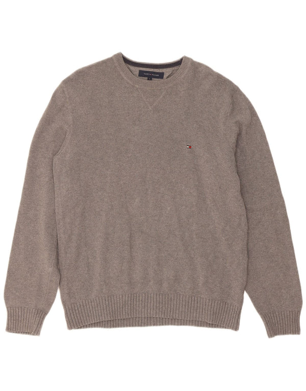 Tommy Hilfiger Mens Crew Neck Jumper Sweater Large Grey