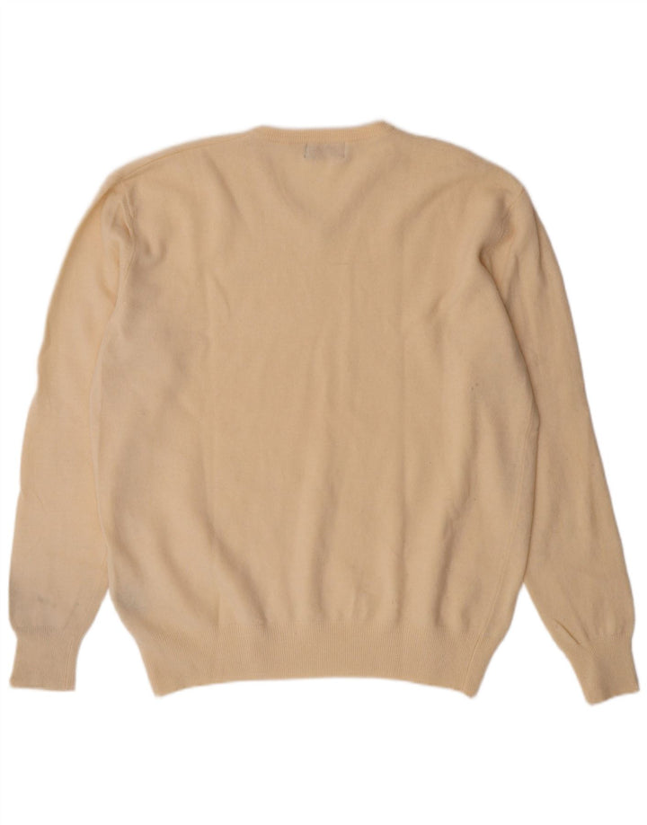 Kappa muški džemper s V-izrezom XL od bijele janjeće vune