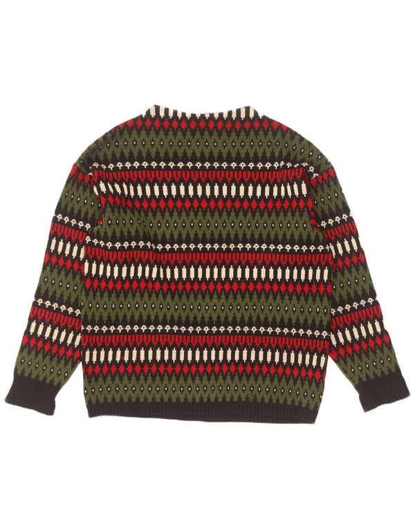 Geyer muški džemper s veznim izrezom IT 46 Small Green Fair Isle