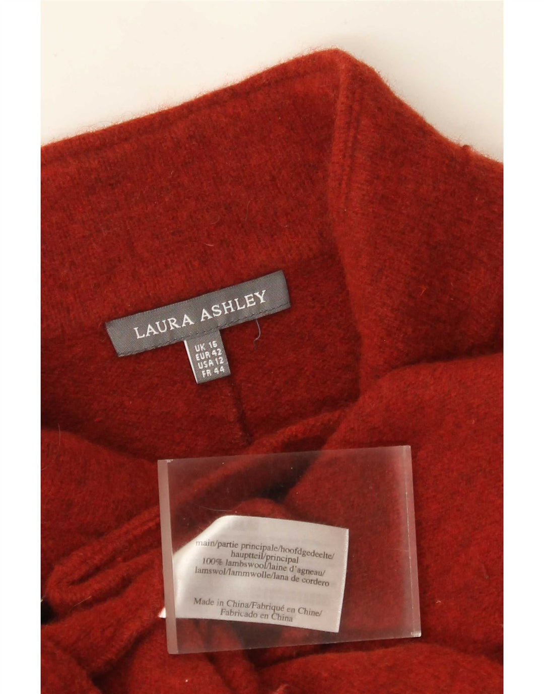 Laura Ashley Ženska pletena jakna s punim patentnim zatvaračem UK 16 Large Red Lambswool