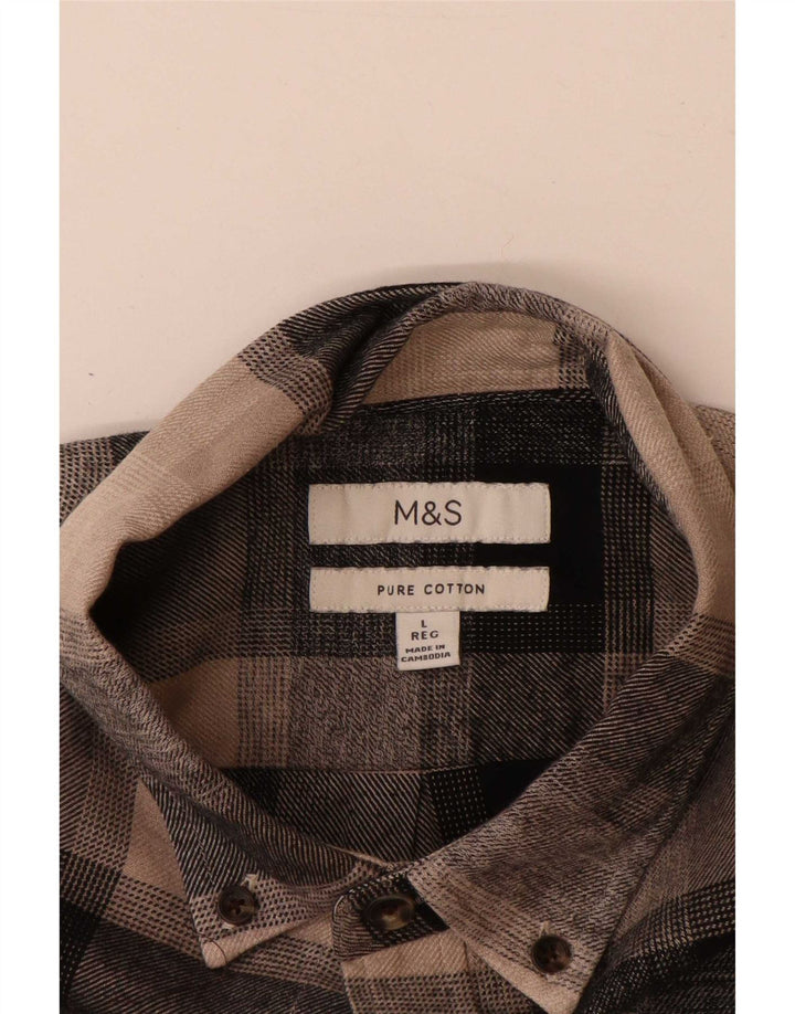 Marks & Spencer muška flanelska košulja, pamuk, veliki smeđi karirani