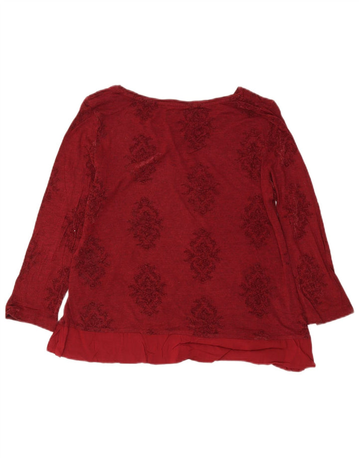 Bijela ženska majica s kratkim rukavima dugih rukava UK 14, velika bordo cvjetna viskoza