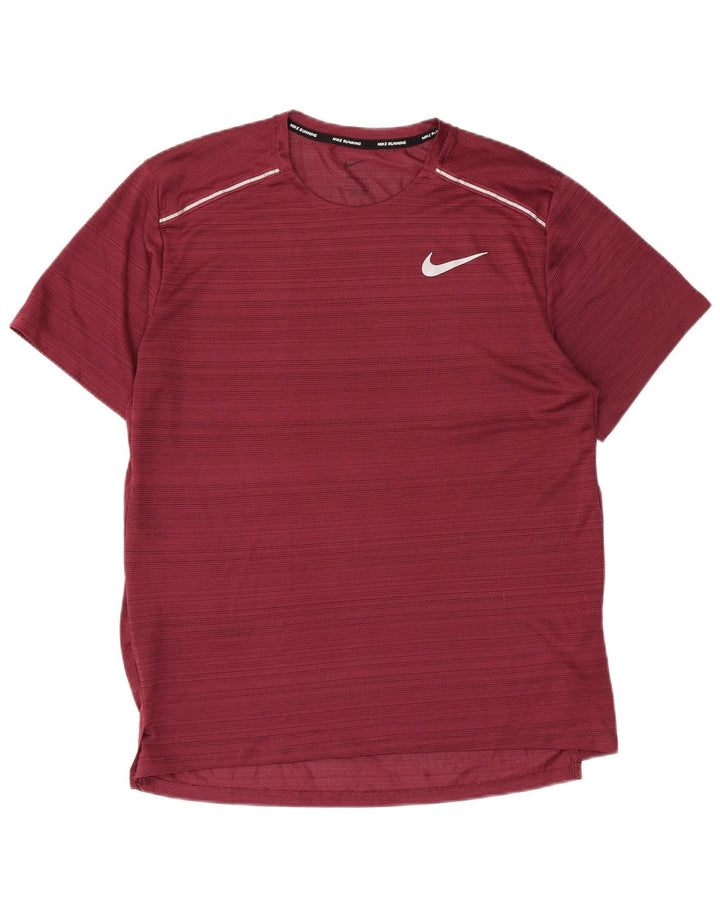 Nike Dri Fit majica kratkih rukava s velikim kestenjastim prugama od poliestera