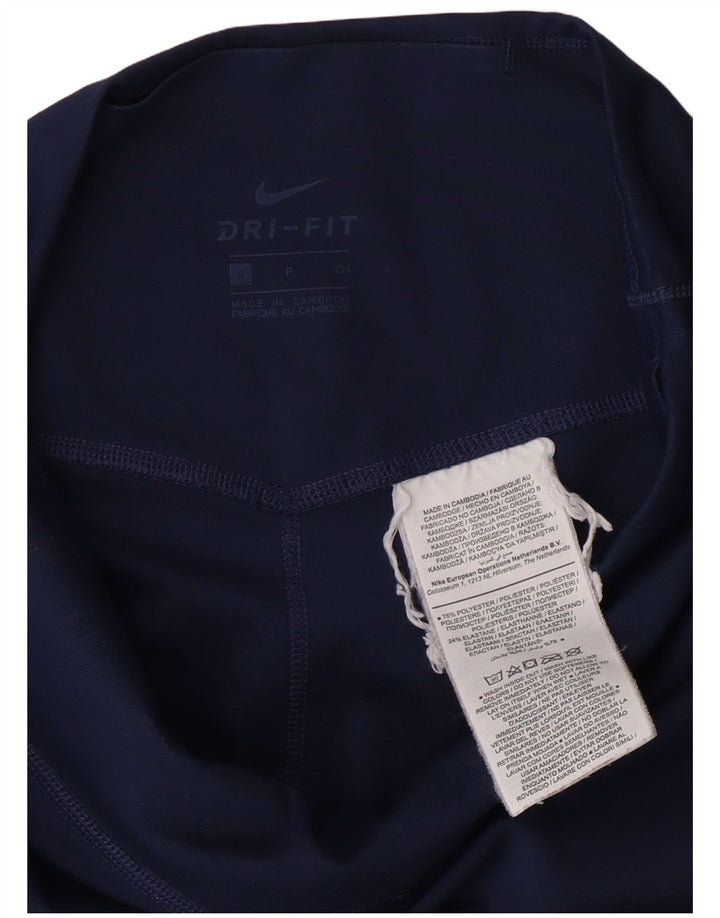 NIKE Ženske Dri Fit Leggings UK 10 Male tamnoplave poliesterske