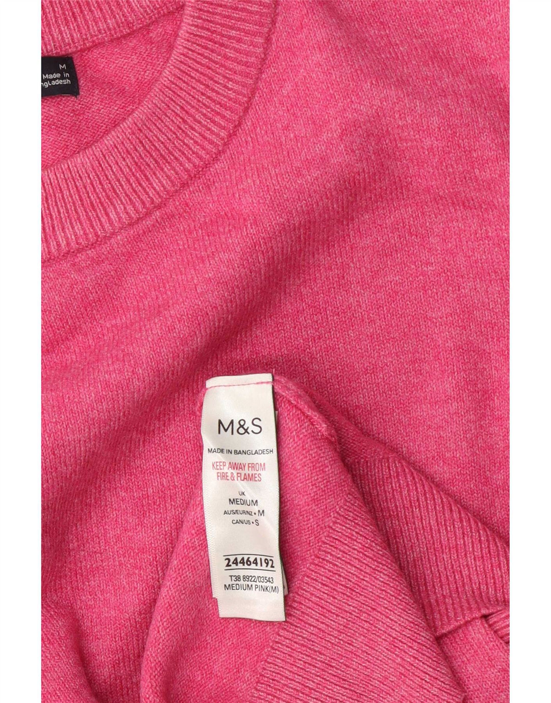 Marks & Spencer ženski džemper s okruglim izrezom UK 14 srednje ružičasti poliester
