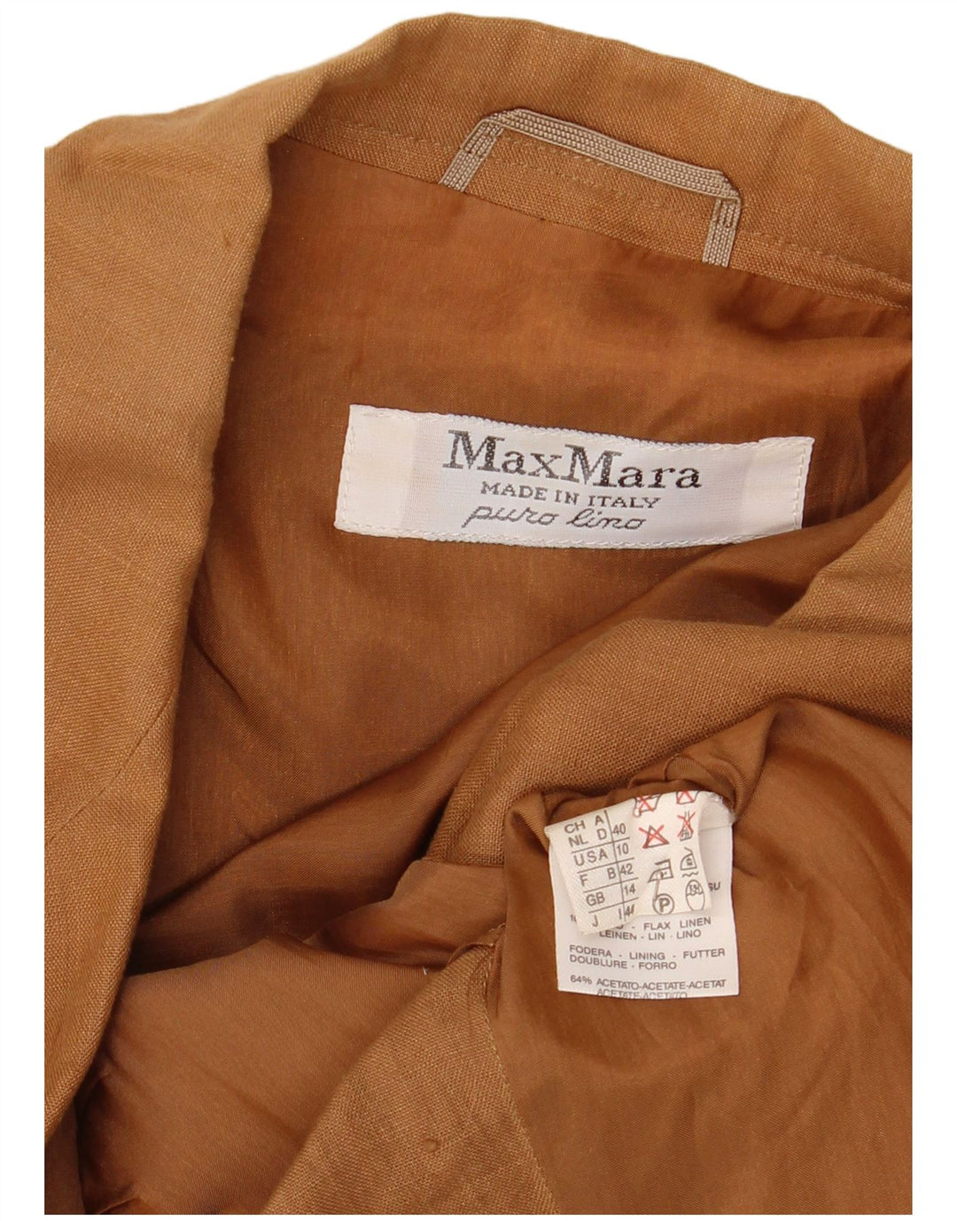 Max Mara ženski sako sa 1 gumbom UK 14 Large Brown Lane