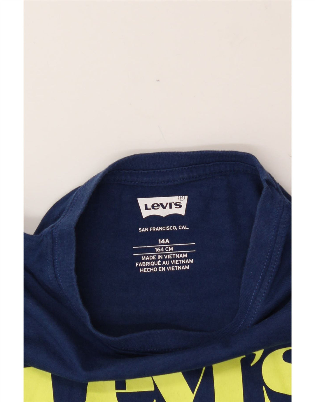 LEVI'S Boys Graphic T-Shirt Top 13-14 Years Navy Blue Vintage Levi's and Second-Hand Levi's from Messina Hembry 