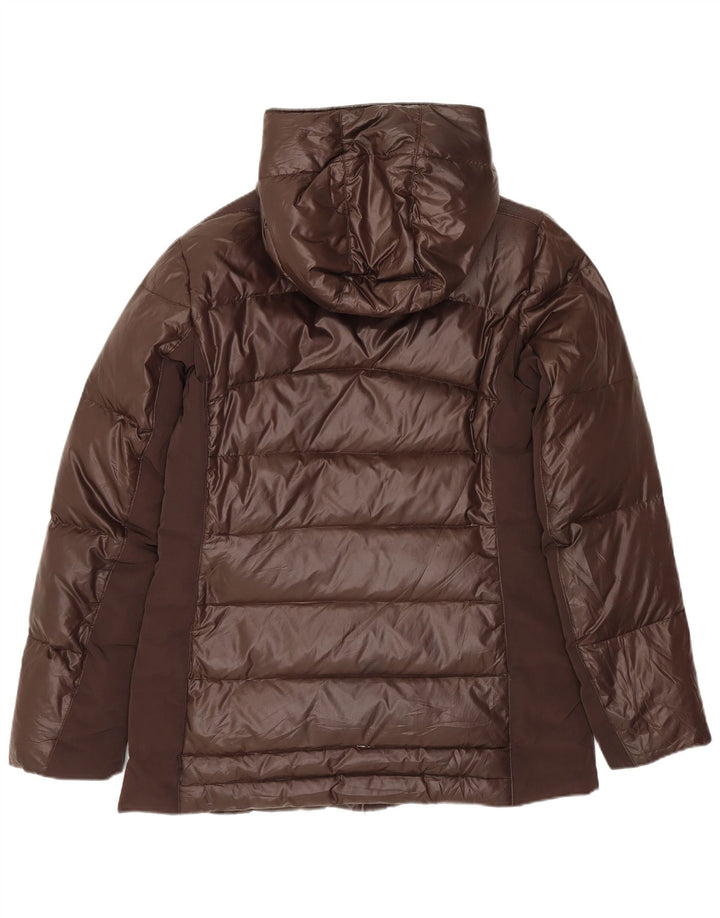 Geox ženska podstavljena jakna s kapuljačom UK 8 Small Brown Colourblock Poliester