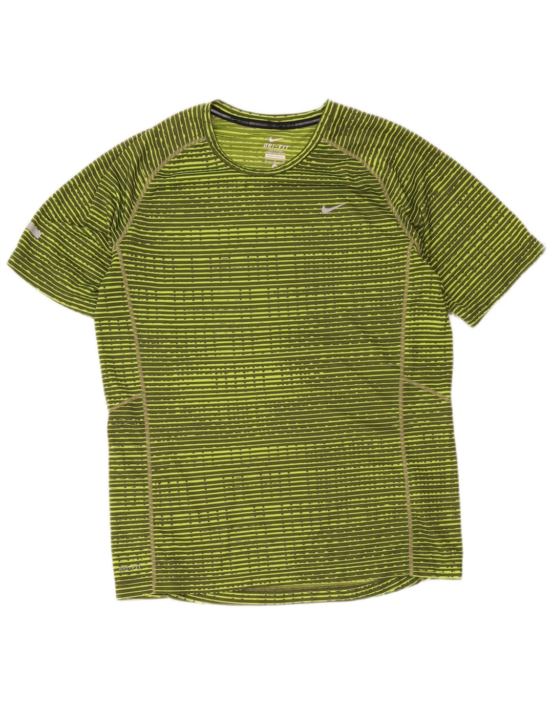 Nike Ženska Dri Fit T-Shirt majica UK 14 srednje zelene pruge od poliestera