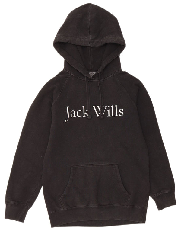 JACK WILLS Ženska prevelika majica s kapuljačom s kapuljačom UK 6 XS crni pamuk