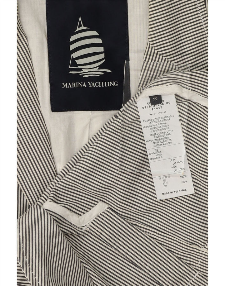 MARINA YACHTING Womens 3 Button Blazer Jacket IT 50 XL Grey Pinstripe Vintage Marina Yachting and Second-Hand Marina Yachting from Messina Hembry 