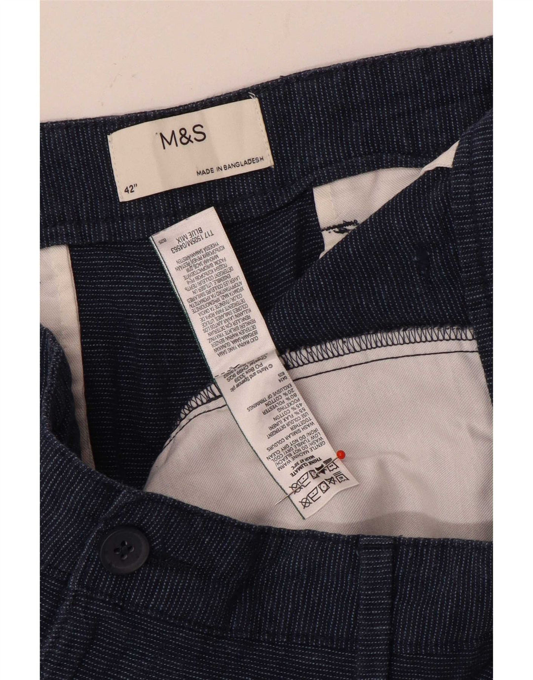 Marks & Spencer Muške Chino Hlače Kratke W42 2XL Plava Lanena