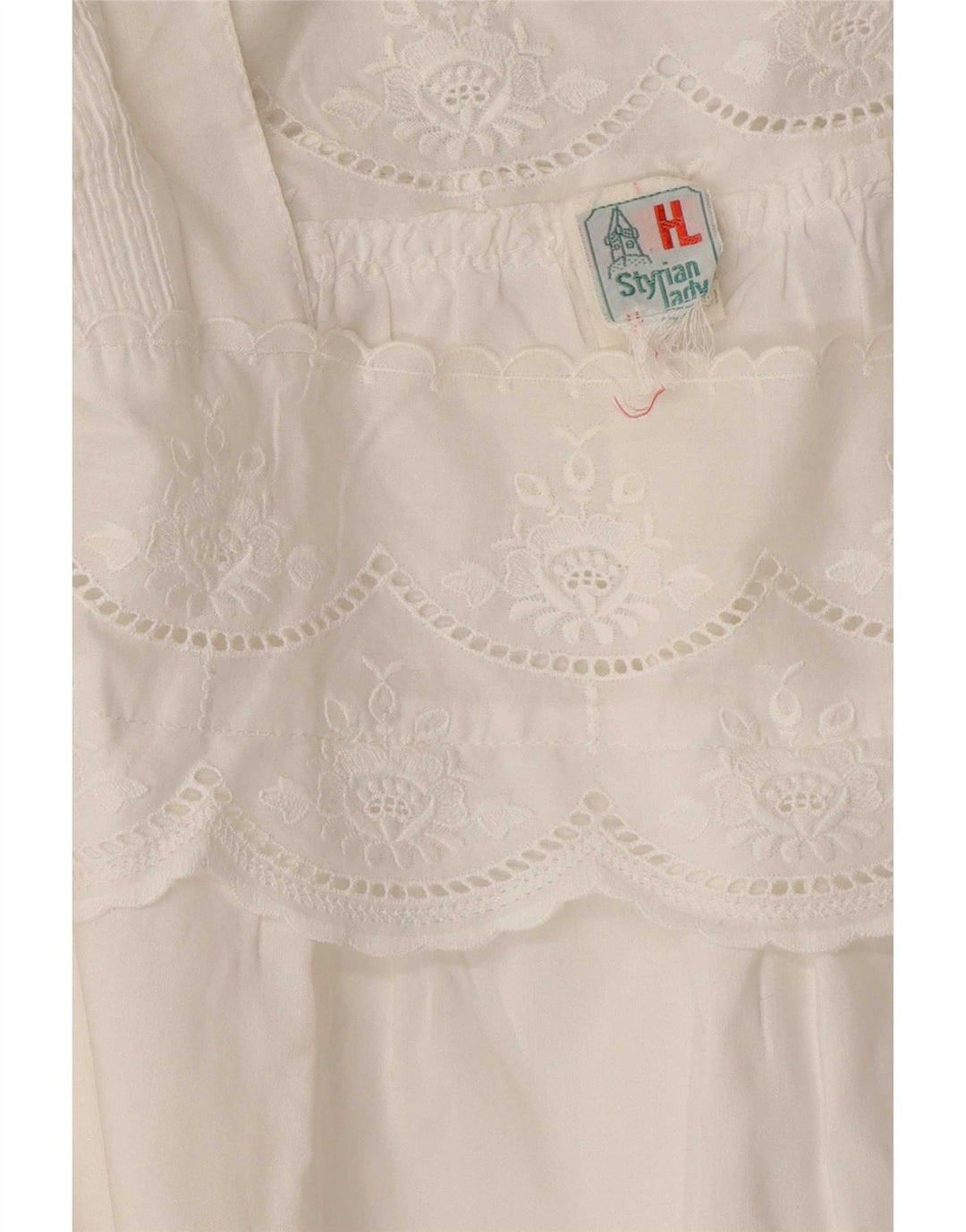 Vintage gornji dio ženske bluze UK 16 Veliki bijeli cvjetni