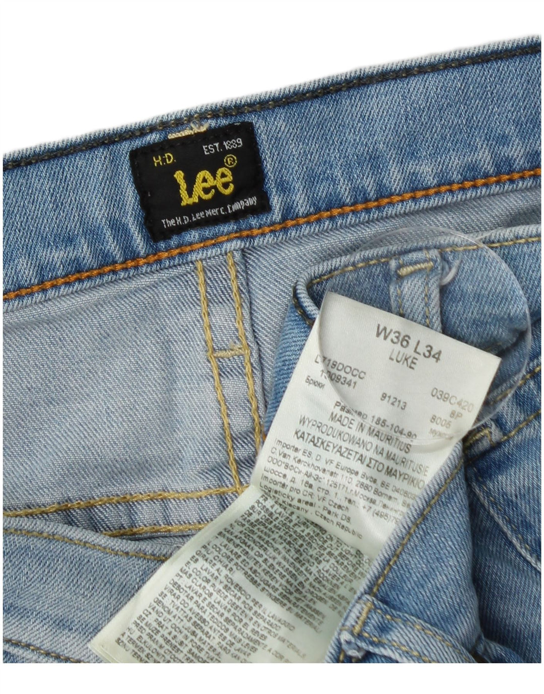 LEE Mens Luke Slim Jeans W36 L34 Plavi pamuk