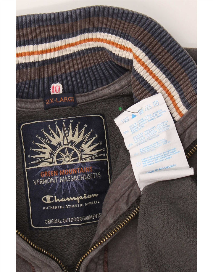 Champion muška majica s izrezom na patentni zatvarač 2XL sivi pamuk