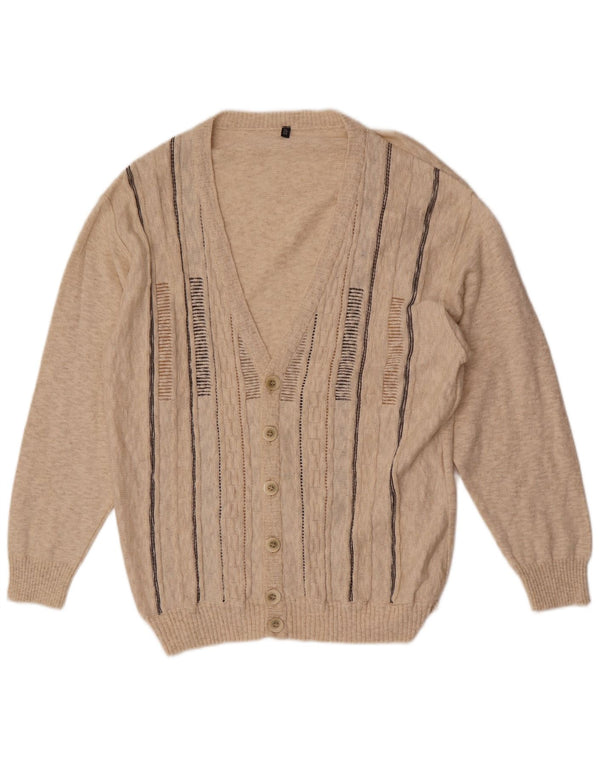 Vintage muški kardigan džemper IT 54 XL, bež prugasti pamuk