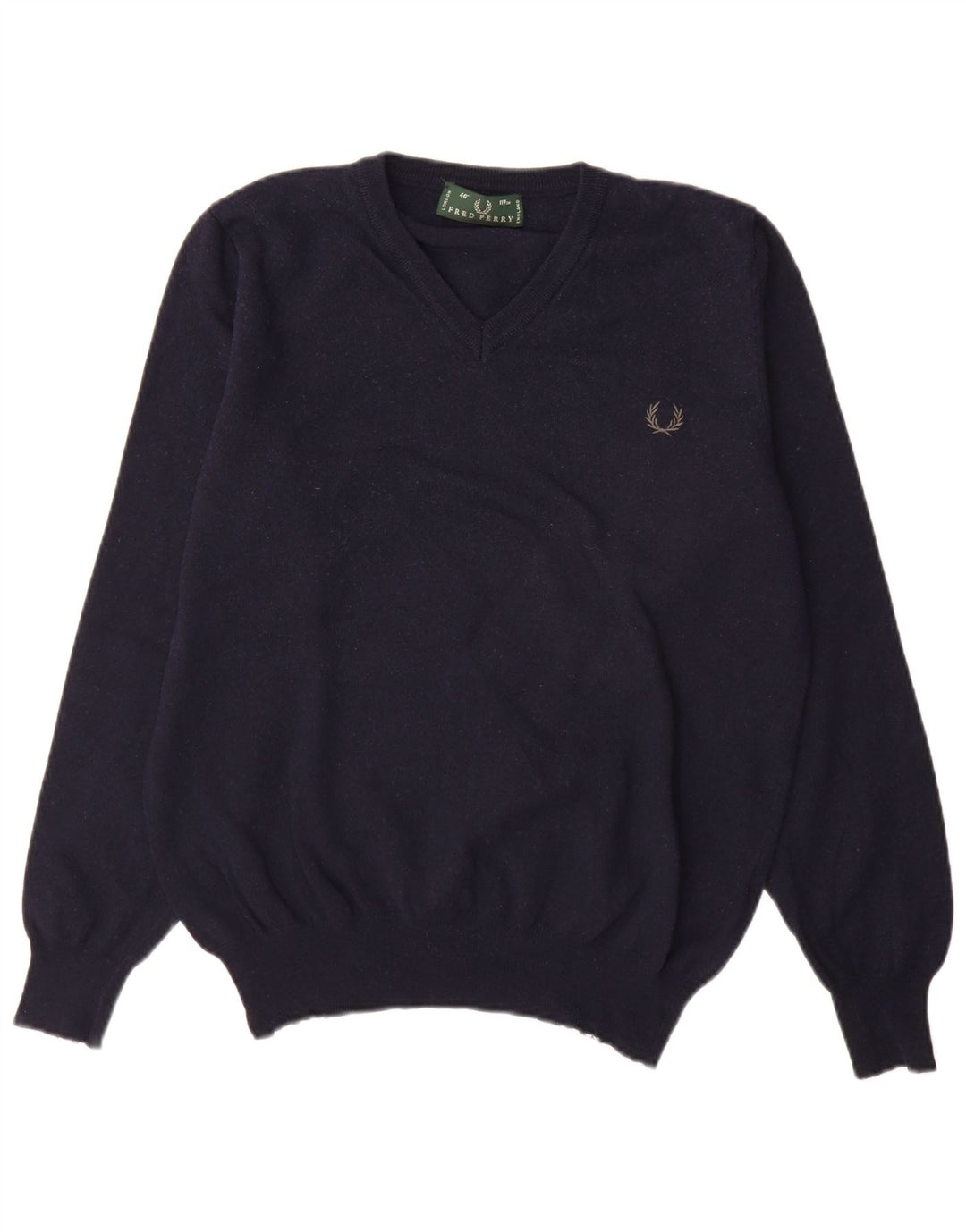 Fred Perry, veliki muški džemper s V-izrezom, veliki tamnoplavi vuneni