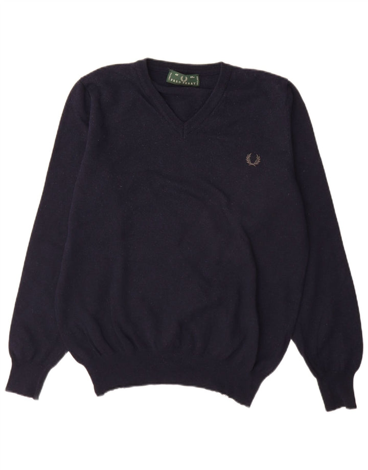 Fred Perry, veliki muški džemper s V-izrezom, veliki tamnoplavi vuneni