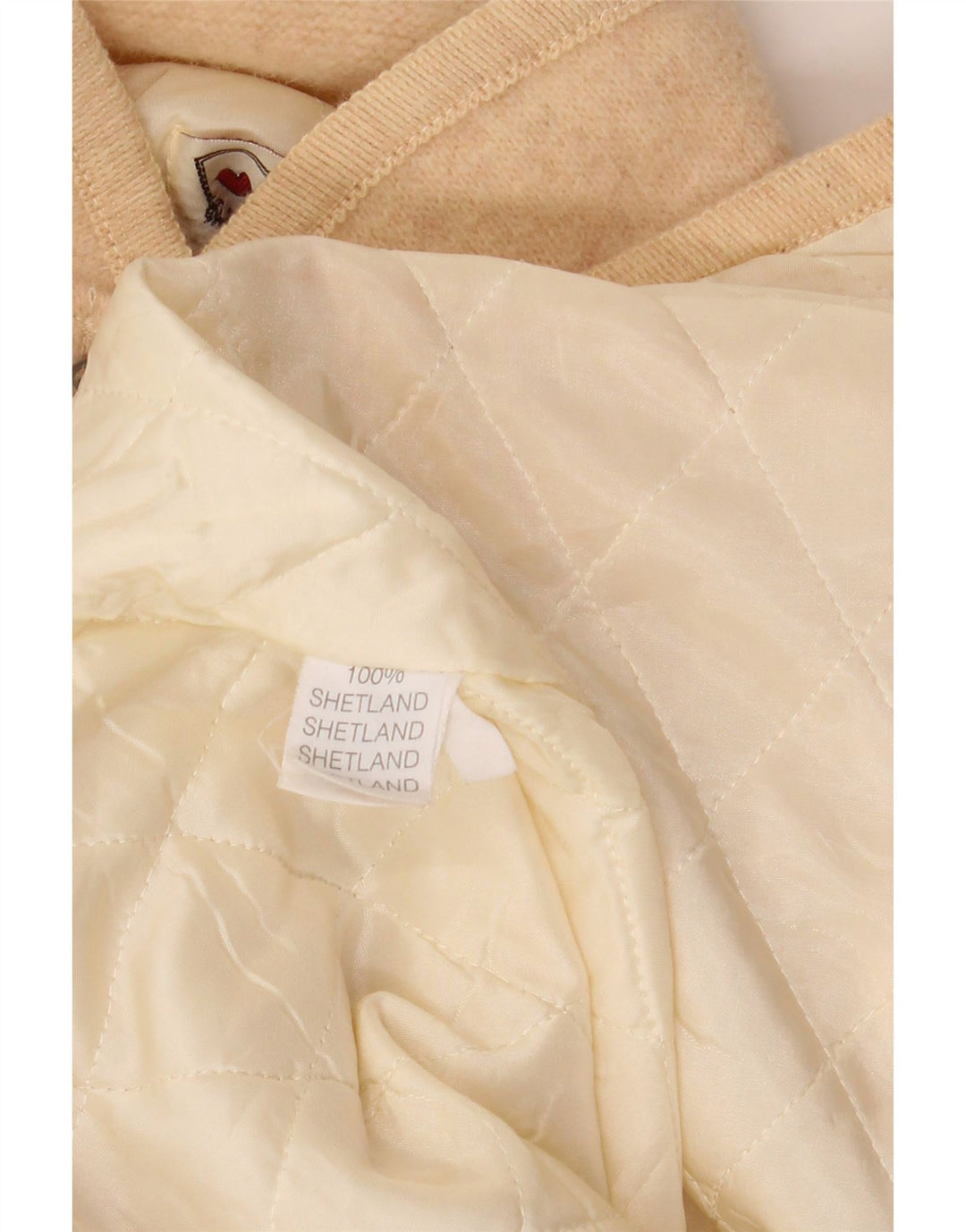 VINTAGE Ženska jakna sa 5 gumba sa grafikom UK 14 Velika bež