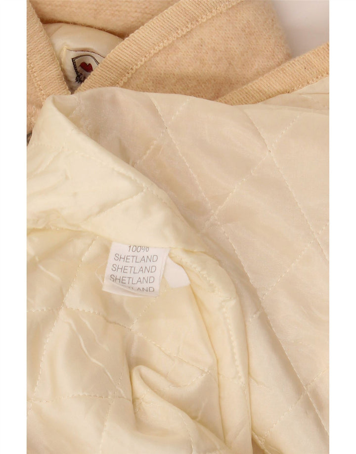 VINTAGE Ženska jakna sa 5 gumba sa grafikom UK 14 Velika bež