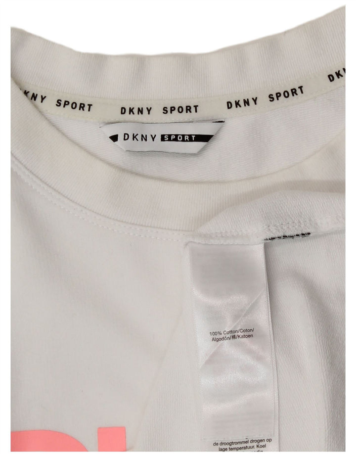 Dkny ženska majica dugih rukava s velikim grafikama UK 14 Srednje bijeli pamuk