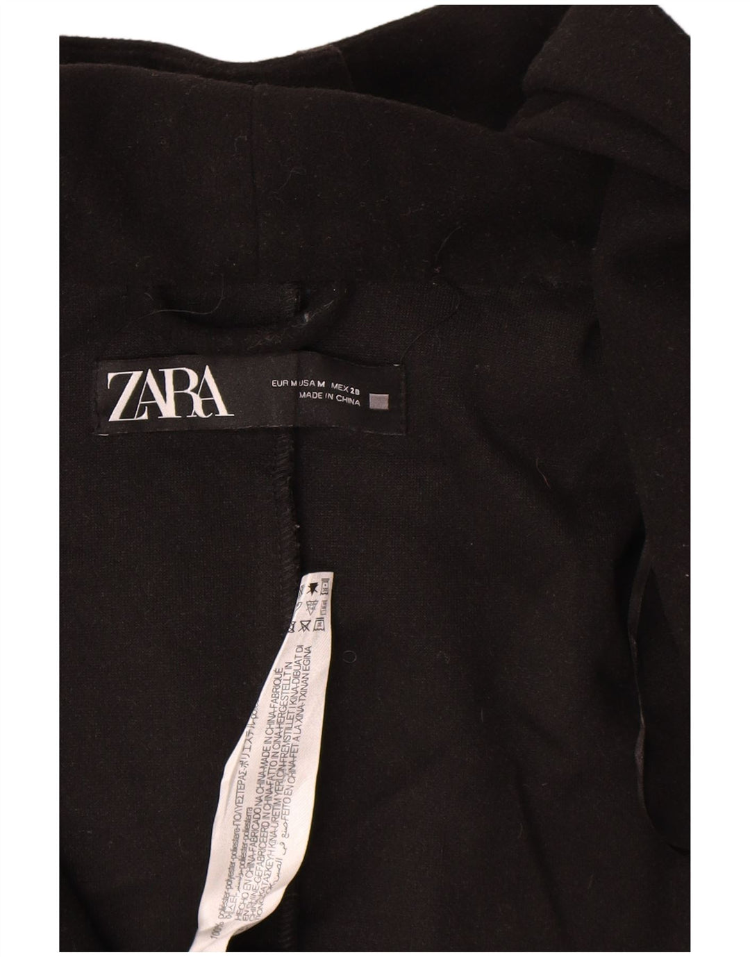 Zara ženski otvoreni kaput s kapuljačom UK 14 srednji crni poliester