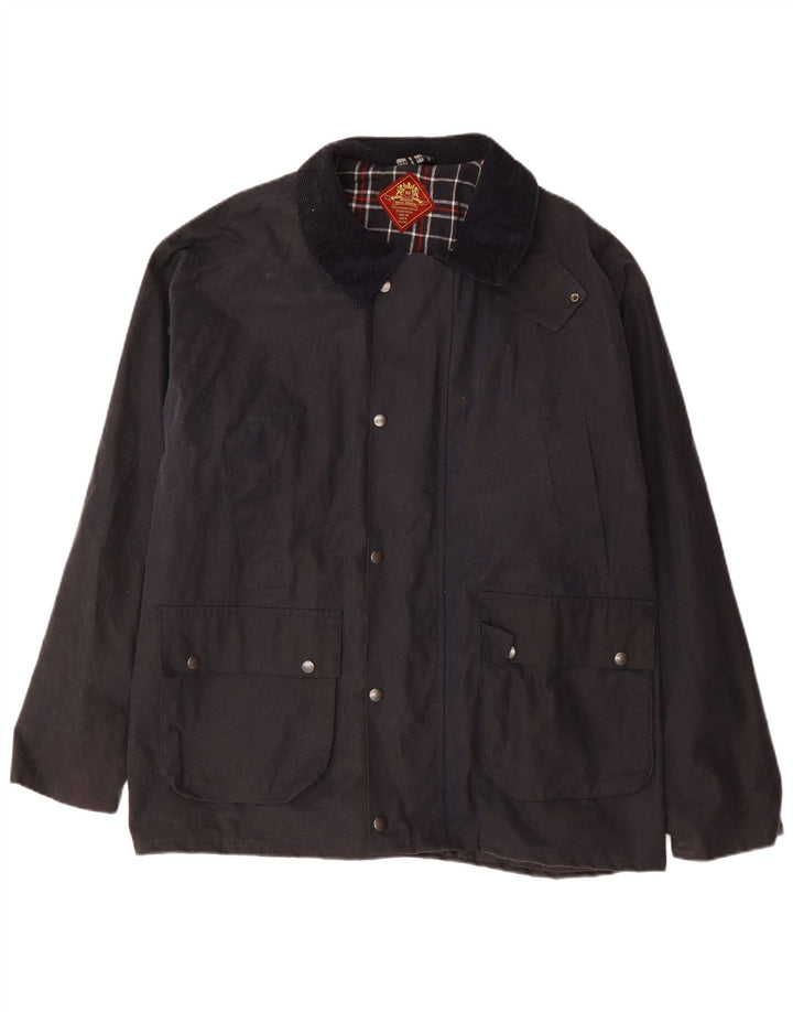 ROYAL SPENCER Muška jakna od voštanog pamuka širokog kroja UK 42 XL tamnoplavi pamuk