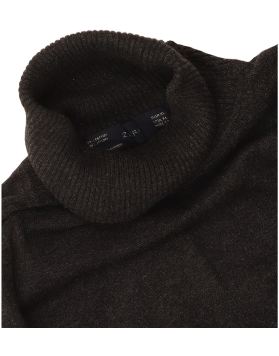 ZARA ženski pulover s rol izrezom UK 18 XL sivi pamuk