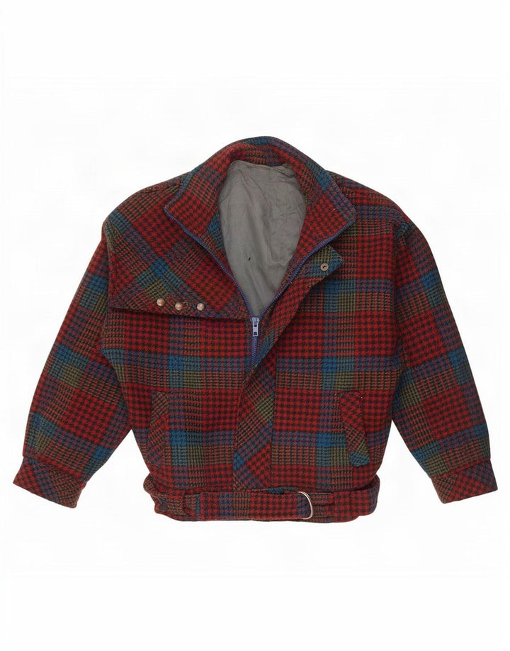 Vintage ženska bomber jakna UK 10 Small Red Houndstooth