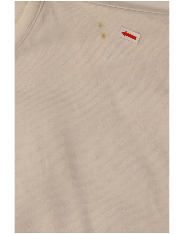 VINTAGE Mens Loose Fit Graphic Sweatshirt Jumper Medium White Cotton