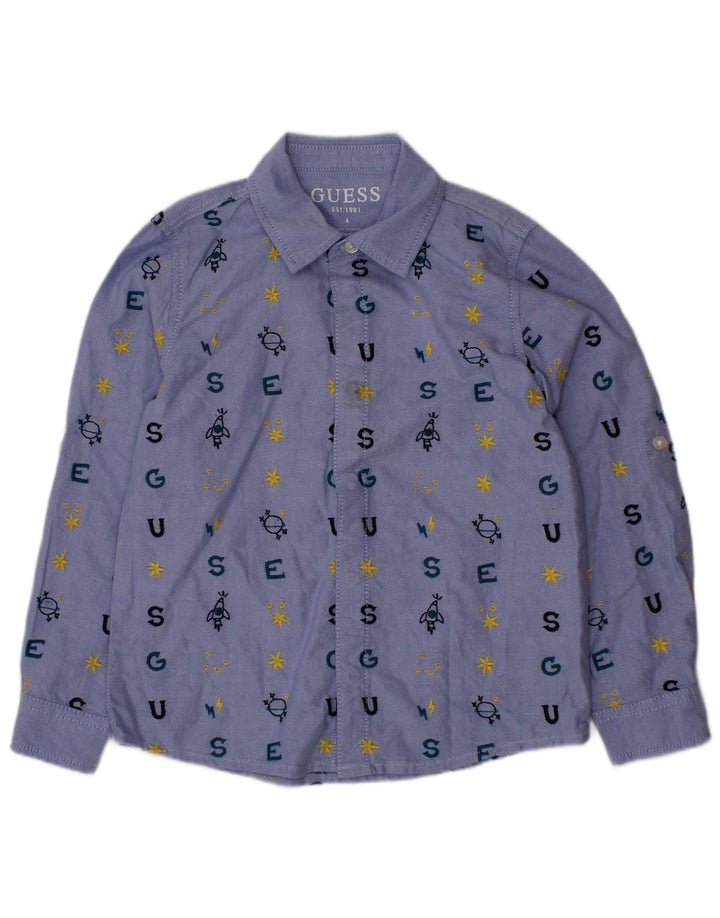 Plava pamučna majica GUESS za dječake 3-4 godine