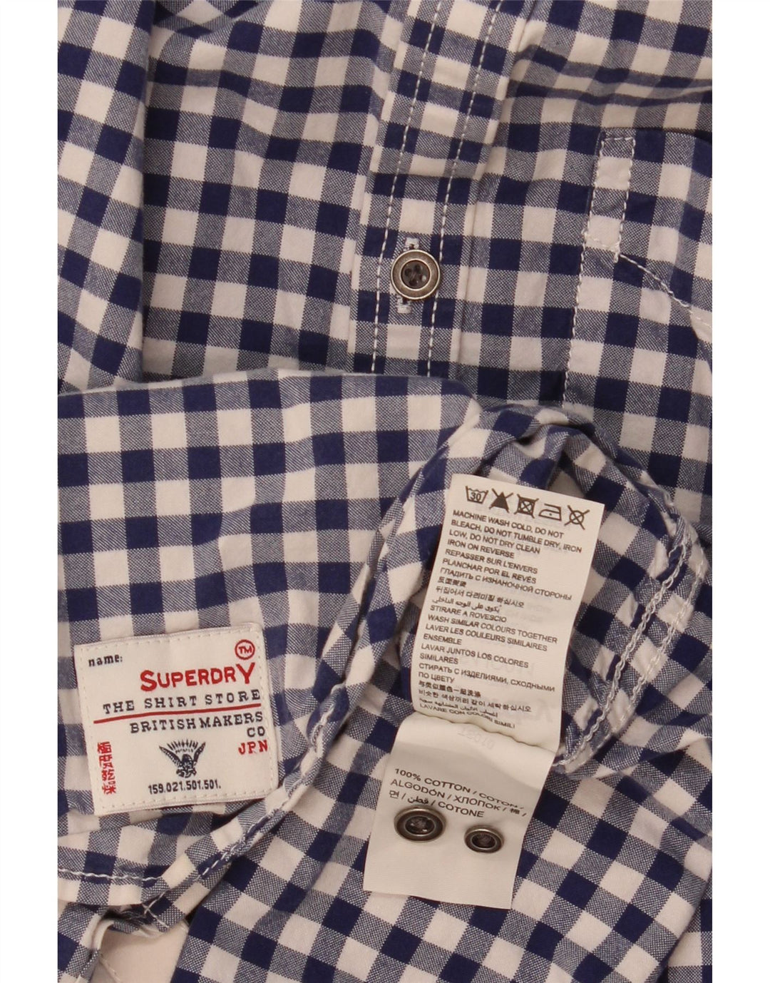 Superdry muška košulja Srednje plavi pamuk od ginghama